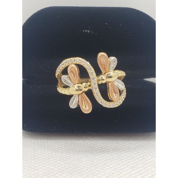 14 k GOLD Double Dragonfly Ring size 6 - Picture 16 of 16